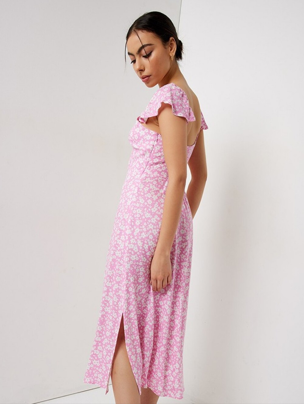 Pink Floral Off-Shoulder Maxi Dress - Picture 2 of 5